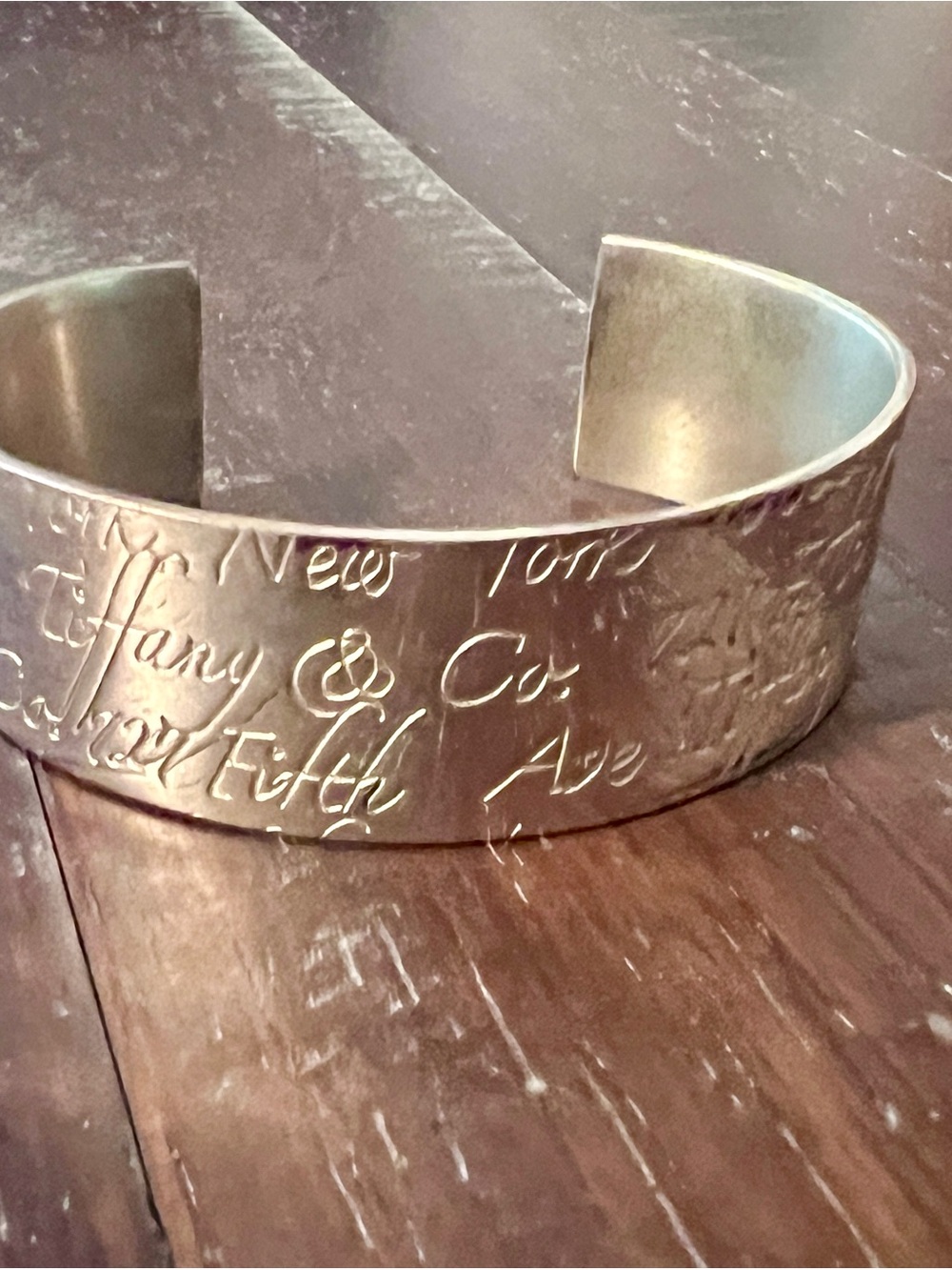 Tiffany & Co. Hand-Engraved Silver Tone Cuff Bracelet - Silver
